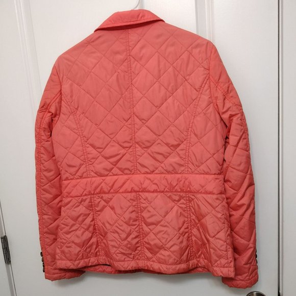 Lands End Coral Quilted Jacket, M, Lightweight Coat Orange Button Front - Picture 3 of 8